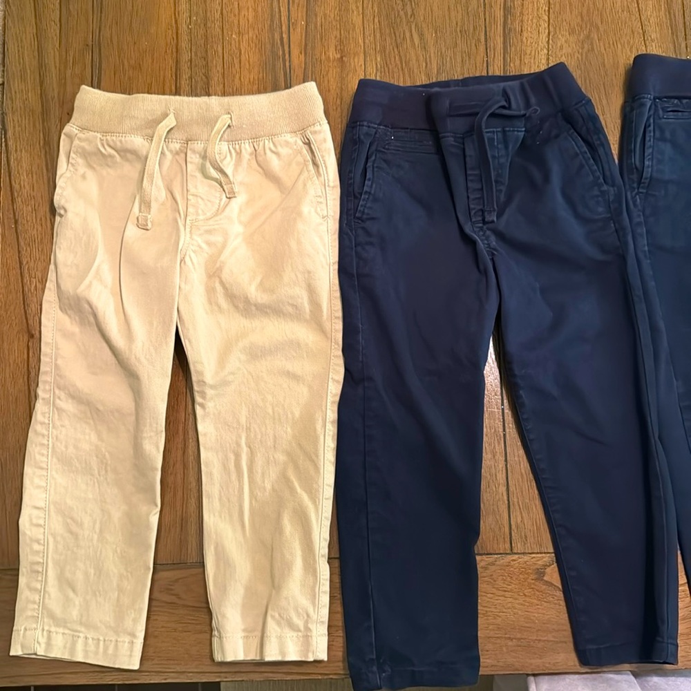 3T Baby Gap. 2- Navy Blue and 1-Khaki. All adjustable waist.